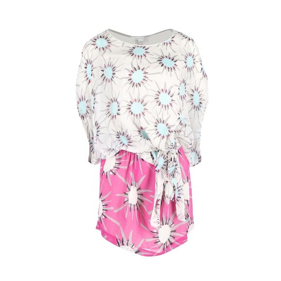 Diane Von Furstenberg Robyn Printed Layered Dress in Multicolor Silk